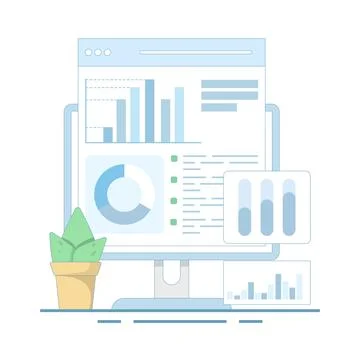Digital Data Analysis Chart Concept Vector Illustration Stock Illustration