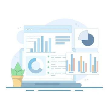 Digital Data Analysis Chart Concept Vector Illustration Stock Illustration