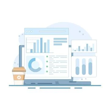 Digital Data Analysis Chart Concept Vector Illustration Illustrazione stock
