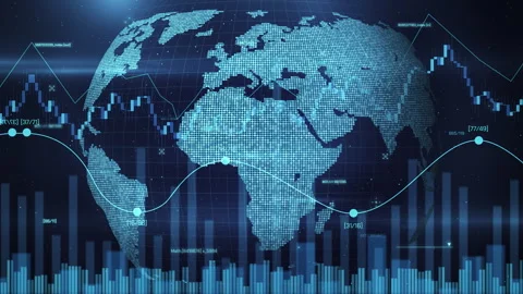 Digital data analysis of the global economy and financial market Stock Footage 334516899