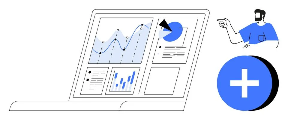 Digital Data Analysis with Interactive Dashboard, Charts, and User Interfac.. Stock Illustration