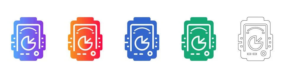 Digital Data Analysis Screen Icon Set Stock Illustration
