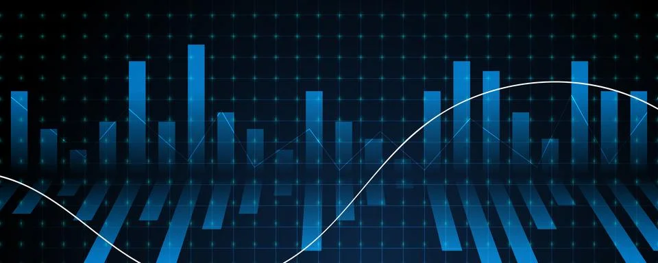 Digital Data Analytics Background with Financial Chart and Technology Graph Stock Illustration