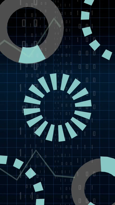 Digital Data Analytics Dashboard Animation and Binary Code Background Stock Footage 344817863
