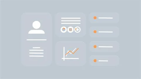 Digital Data Analytics Dashboard with Graphs and Charts. Stock Illustration