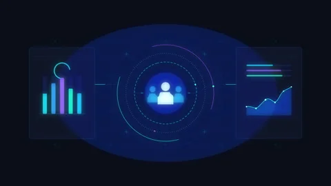 Digital data analytics motion graphic with user charts and statistics Stock Footage 346544814