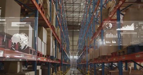 Digital data analytics overlay showing graphs and global connections in Foto stock