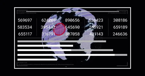 Digital data and algorithm animation over rotating globe with numerical codes Stock-Footage 306199679