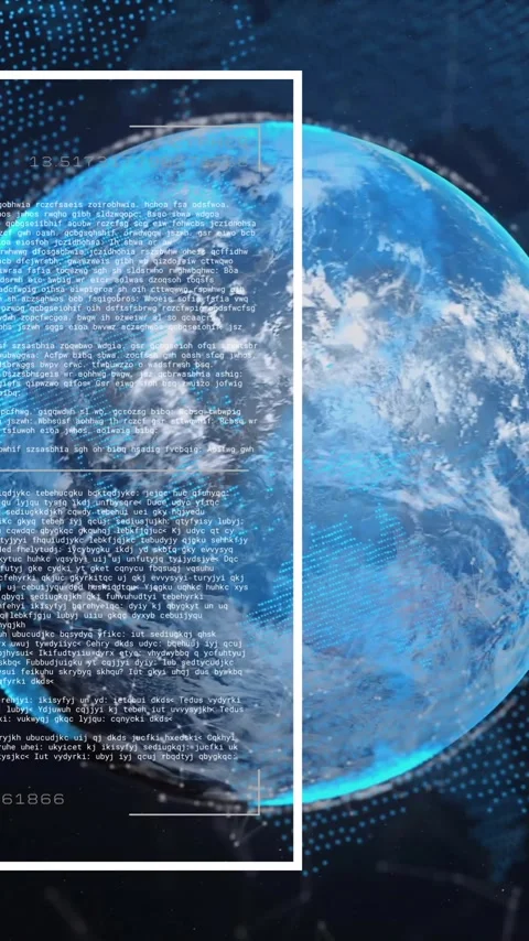 Digital data and algorithm animation over rotating Earth in space Stock Footage 320093515