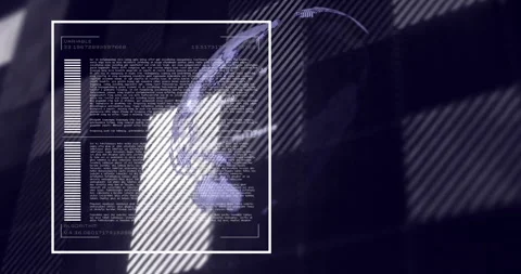 Digital data and algorithm text over world map animation Stock Footage 306507714