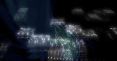 Digital data and binary code animation over abstract dark background Stock Footage 304764195