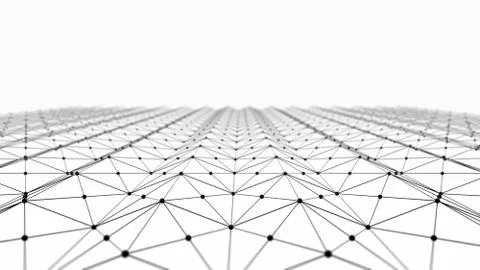 Digital data and black network connection triangle lines for technology conce Stock Photos