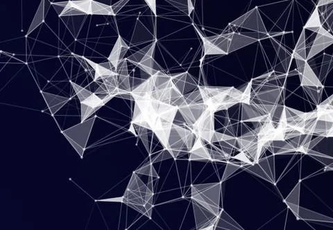 Digital data and blue network connection triangle lines for technology concep Fotos de archivo