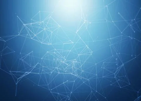 Digital data and blue network connection triangle lines for technology concep Fotos de archivo