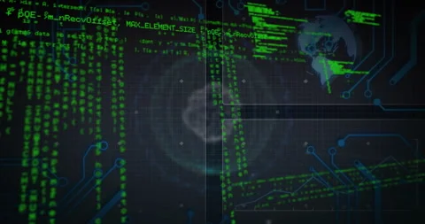 Digital data and coding animation over world map and network connections Stock Footage 303675821