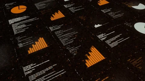 Digital data and computer graphs background with changing data, seamless loop Stock Footage 169039452