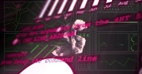 Digital data and futuristic interface image with abstract shapes and graphs Stockillustratie