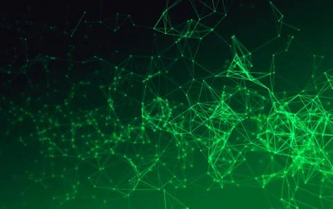 Digital data and green network connection triangle lines for technology conce イラスト素材