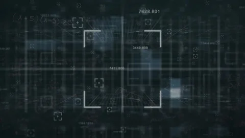 Digital data and mathematical equations animation over dark grid background Stock Footage 305021596