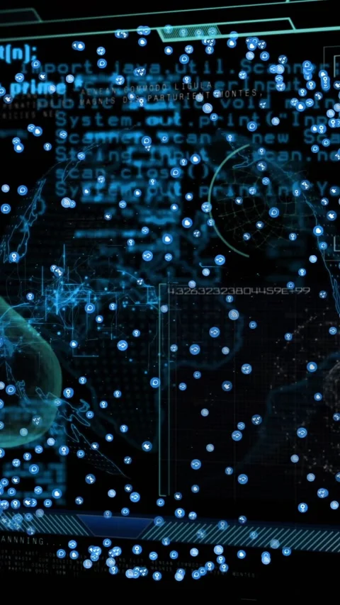 Digital data and molecular structure animation over programming code and 動画素材 343129048