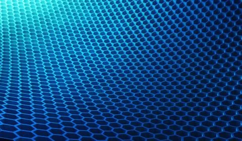 Digital data and network connection hexagon shape in technology concept on bl Illustrazione stock