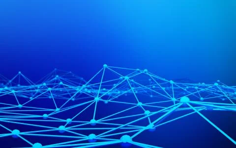 Digital data and network connection triangle lines and spheres in technology  イラスト素材