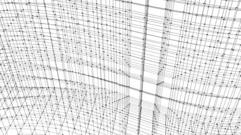 Digital data and network connection triangle lines and spheres in technology  Illustrazione stock