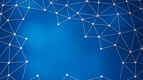 Digital data and network connection triangle lines and spheres in technology  Stock Illustration