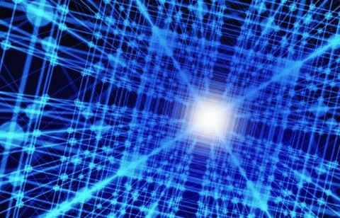 Digital data and network connection triangle lines and spheres in technology  Stock Illustration