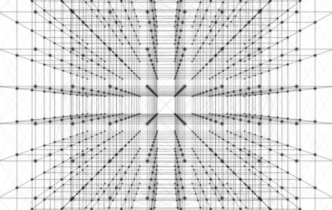 Digital data and network connection triangle lines and spheres in technology  Illustrazione stock