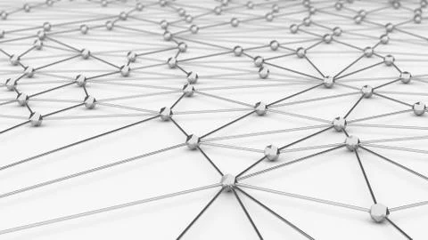 Digital data and network connection triangle lines and spheres in technology  Illustrazione stock