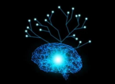 Digital data and network connection of human brain with tree structure isolat Stock Illustration
