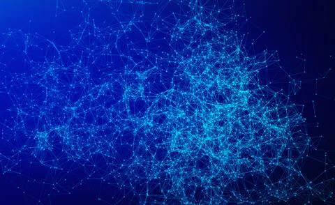 Digital data and network connection triangle lines for technology concept on  Stock Photos