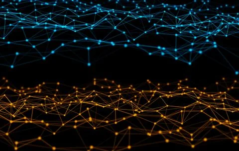 Digital data and network connection triangle lines and spheres in futuristic  Stock Photos