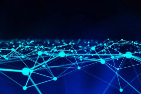 Digital data and network connection triangle lines and spheres in futuristic  Stock Photos