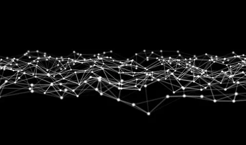 Digital data and network connection triangle lines and spheres in futuristic  Fotos de archivo