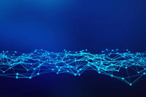 Digital data and network connection triangle lines and spheres in futuristic  Fotos de archivo