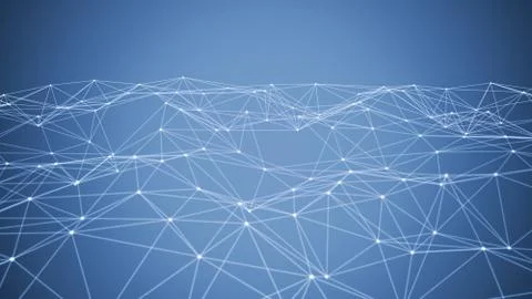 Digital data and network connection triangle lines and spheres in futuristic  Stock Photos