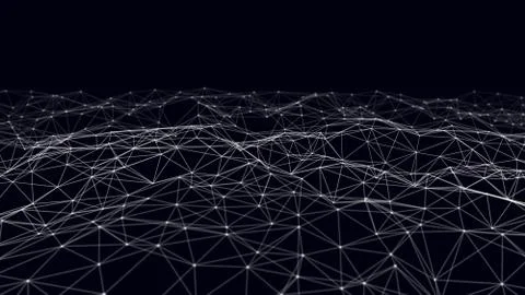 Digital data and network connection triangle lines and spheres in futuristic  Fotos de archivo