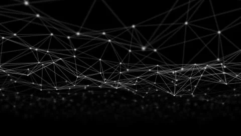 Digital data and network connection triangle lines and spheres in futuristic  Fotos de archivo