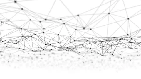 Digital data and network connection triangle lines and spheres in futuristic  Stock Photos