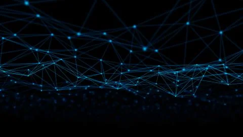 Digital data and network connection triangle lines and spheres in futuristic  Stock Photos