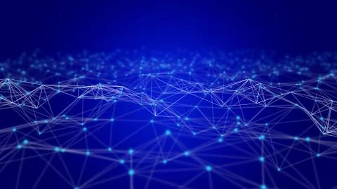 Digital data and network connection triangle lines and spheres in futuristic  Fotos de archivo