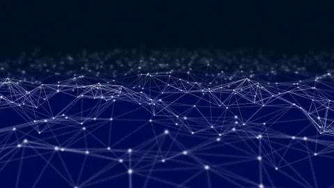 Digital data and network connection triangle lines and spheres in futuristic  Foto stock