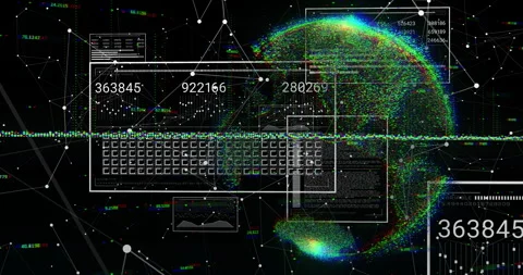 Digital data and network connections animation over abstract globe visualization 動画素材 304841248