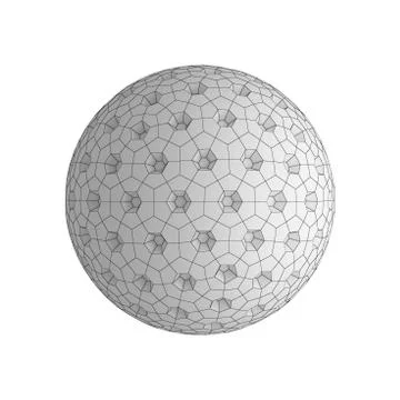 Digital data and network sphere with holes isolated on white background in te Stock Illustration