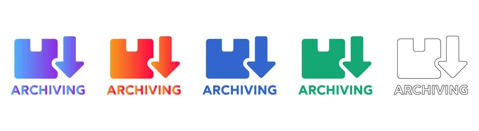 Digital Data Archiving and Storage Icons Stock Illustration