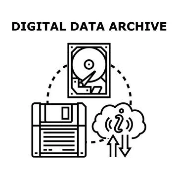 Digital data archiving concept for information management 库存插图