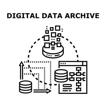 Digital data archiving protecting information storage concept Illustrazione stock