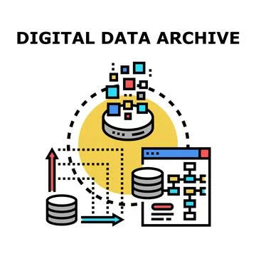 Digital data archiving protecting information storage concept Stock Illustration